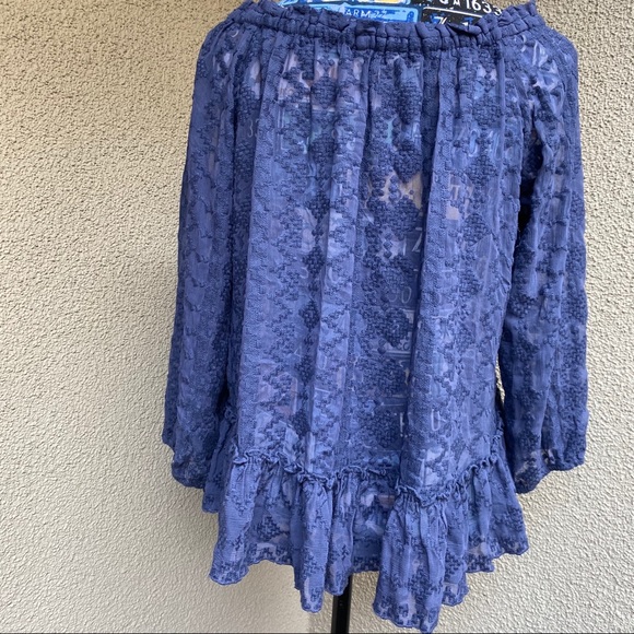 Rebecca Taylor Embroidery Chiffon Off Shoulder Top - Picture 7 of 8